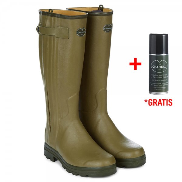 Le Chameau Herren-Gummistiefel Chasseur, Lederfutter, Vert Vierzon, Größe 42