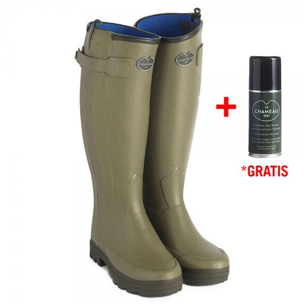 Le Chameau Damen-Gummistiefel Chasseur, Neoprenfutter, Vert Vierzon, Größe 40