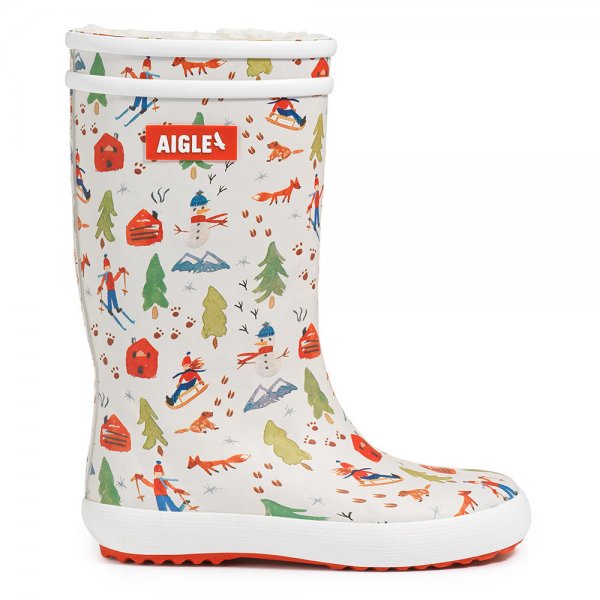 Aigle »Lolly Pop Fur Print« Kids’ Rubber Boots, Zermatt, Size 24