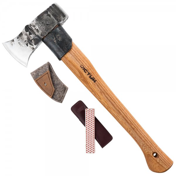 DICTUM Splitting Hatchet, with Felt Sheath and Diamond Sharpener, Set