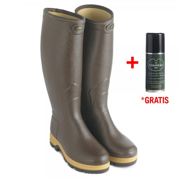 Le Chameau »Saint-Hubert Heritage« Men's Rubber Boots, Leather Lining, Brown, 42