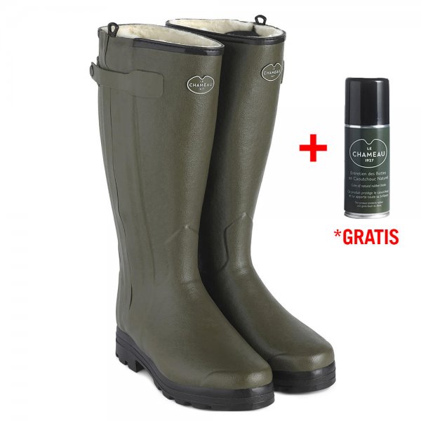 Le Chameau Herren-Gummistiefel Chasseur, Wollfutter, Vert Chameau, Größe 41