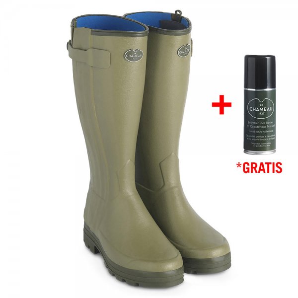 Le Chameau Herren-Gummistiefel Chasseur, Neoprenfutter, Vert Vierzon, Größe 43