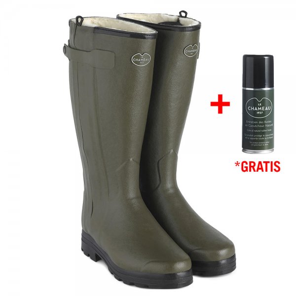 Le Chameau Herren-Gummistiefel Chasseur, Wollfutter, Vert Chameau, Größe 45