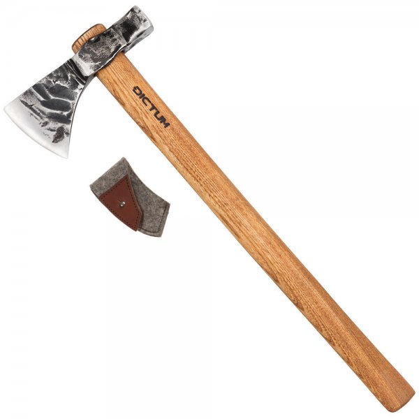 DICTUM Outdoor-Axt mit Hammerkopf, mit Filzscheide