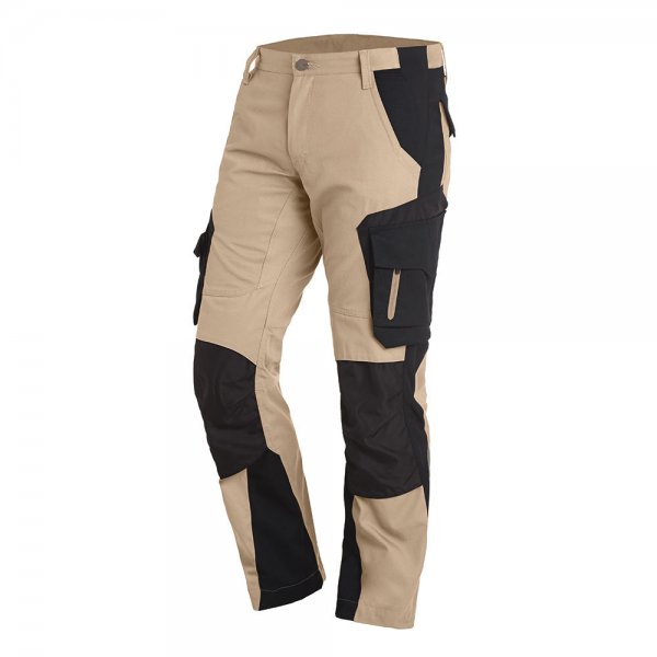 FHB Herren-Arbeitshose Florian, beige-schwarz, Größe 110
