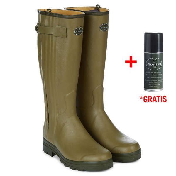 Le Chameau Herren-Gummistiefel Chasseur, Lederfutter, Vert Vierzon, Größe 46