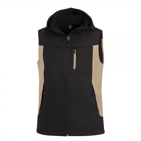 FHB »Justus« Men's Softshell Vest, Beige/Black, Size L
